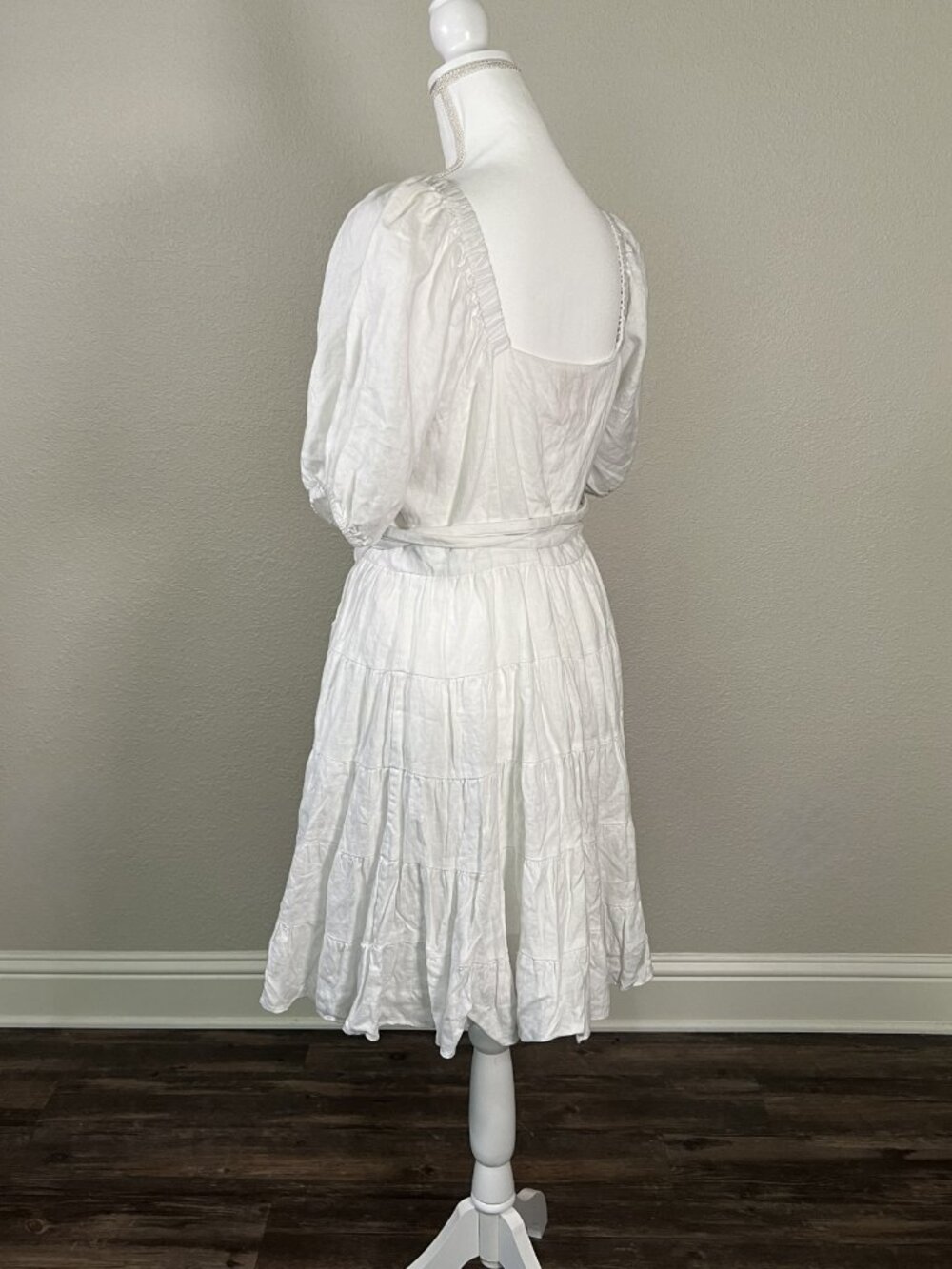 Lilly Pulitzer Iralee Wrap Dress Women’s Sz 12 White Linen Ruffle Tiered Short - Picture 3 of 11